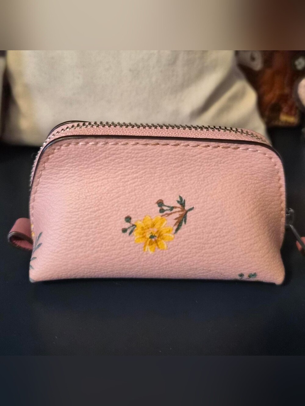 Coach Small Pink Floral Cosmetic Pouch - Picture 2 of 6